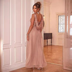 Sequined Chiffon Evening Dress