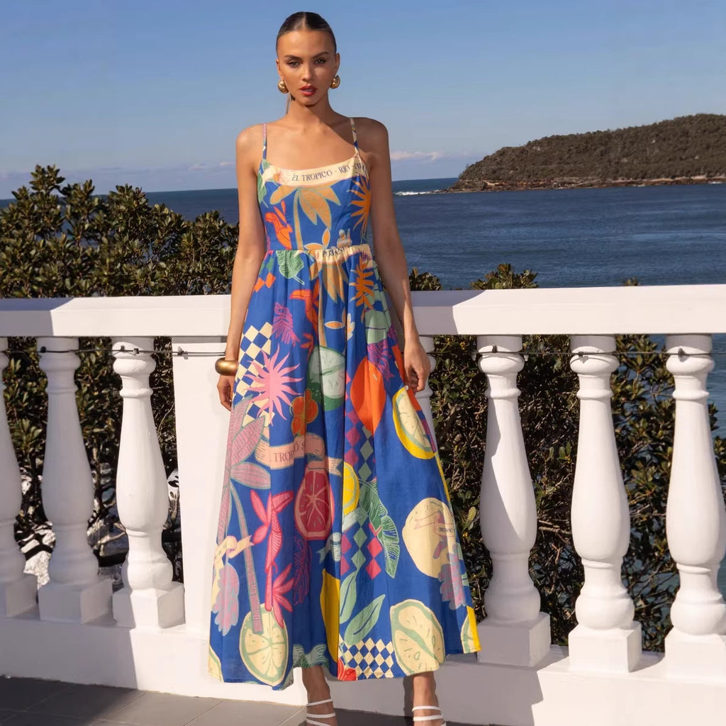 Geometric Graffiti-Print Swing Cami Dress