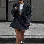 Autumn High-Waist Tweed Skirt