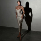 Beaded Sequin Sling Dress