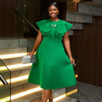 Women's Bow Cape Sleeve A-Line Cocktail Dress