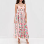 Women's Suspender Positioning Printing Dress Vacation Loose Linen Dress