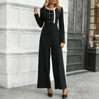 Women's Color-Block Double-Breasted Jumpsuit
