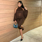 Women's Off-Shoulder Three-Piece Top and Pants Set