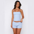 Striped Bandage Slim Fit Backless Spaghetti Strap Camisole