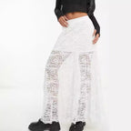 Women's Sheer Mesh Skirt with Lace Trim