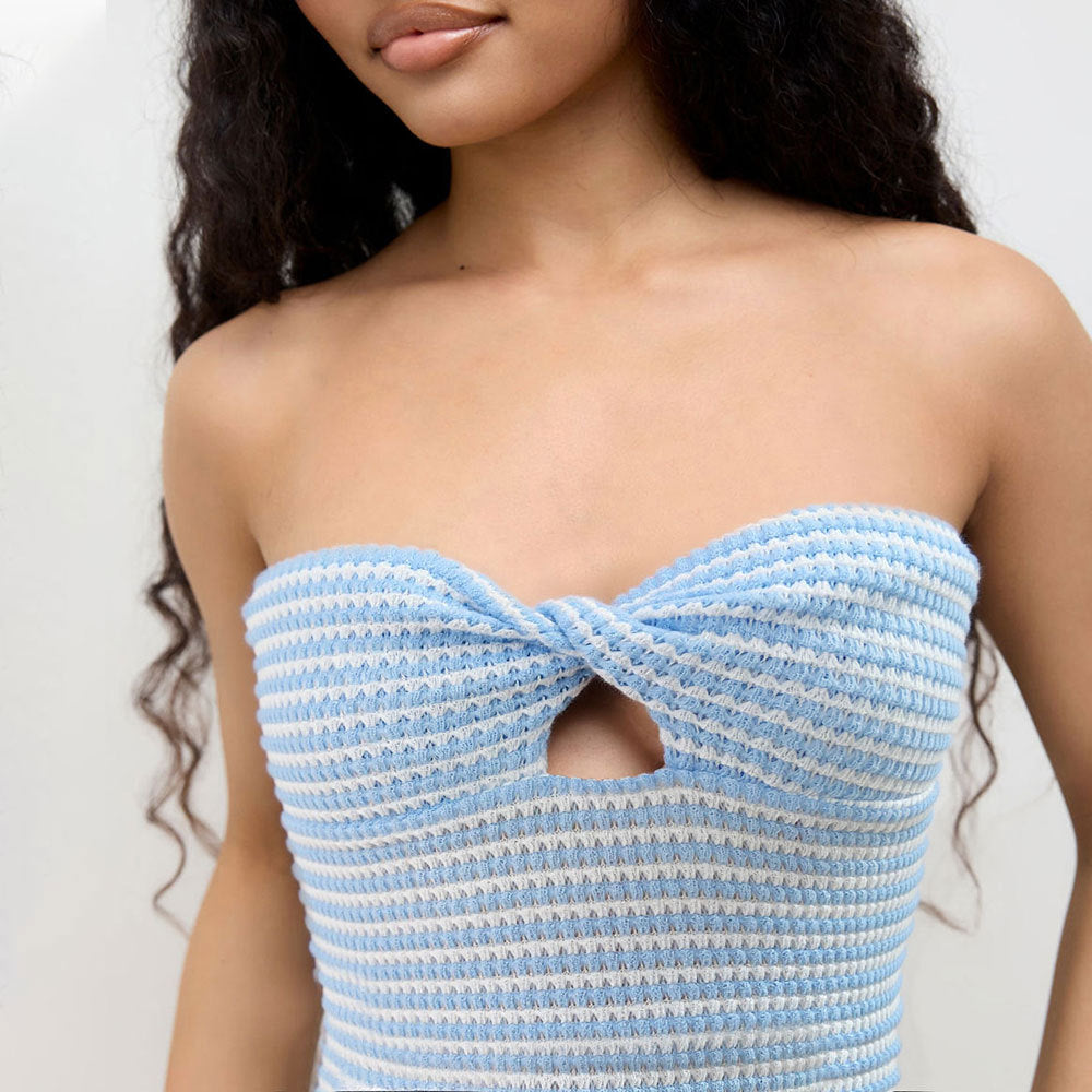 Women's Women’s Multicolor Striped Twist Cutout Corset Crop Top