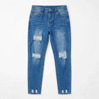 Women's High-Waist Ripped Straight-Leg Jeans