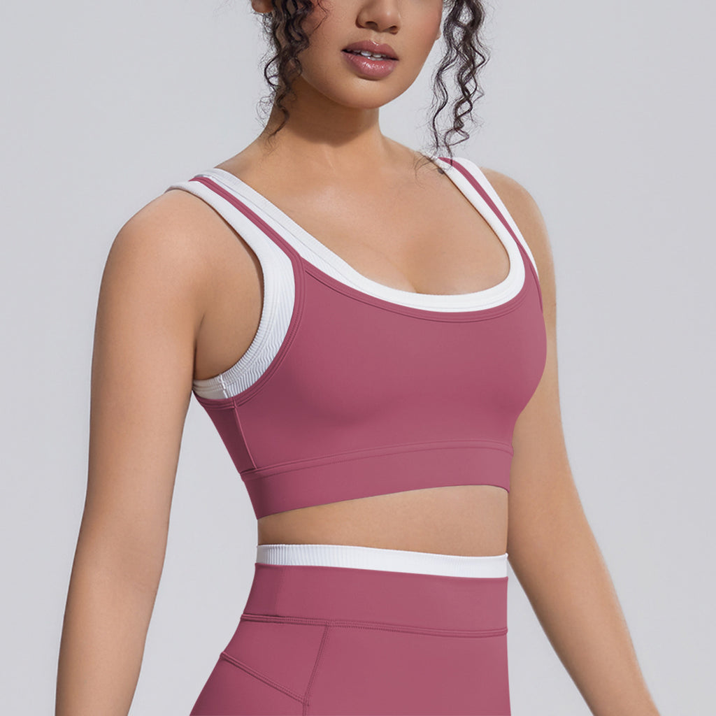 Women's Backless Contrast-Color Sports Bra