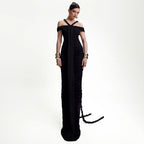Winter Elegant Graceful Off-Neck Braid Pleated High Waist Figure Flattering Sheath