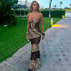 Women's Leopard Lace Sheer Cami Dress