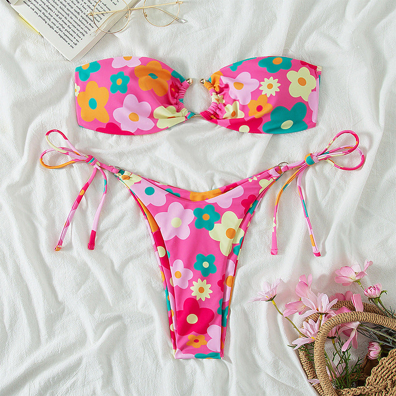 Split Solid Bikini Swimwear