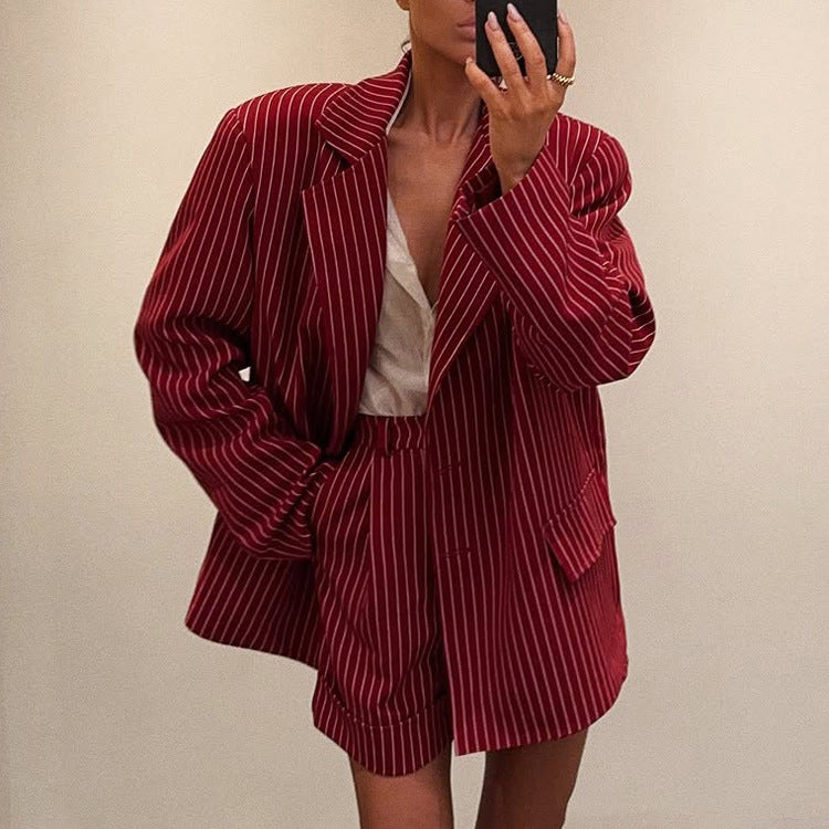 Striped Blazer & Shorts Set