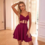Sheer Mesh Pleated Sling Dress