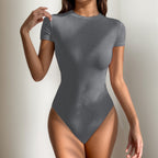 Summer round Neck Short Sleeve Rompers Sexy Slim Fit Sexy Base Bodysuit
