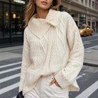 Women's Asymmetric Scarf Knit Sweater