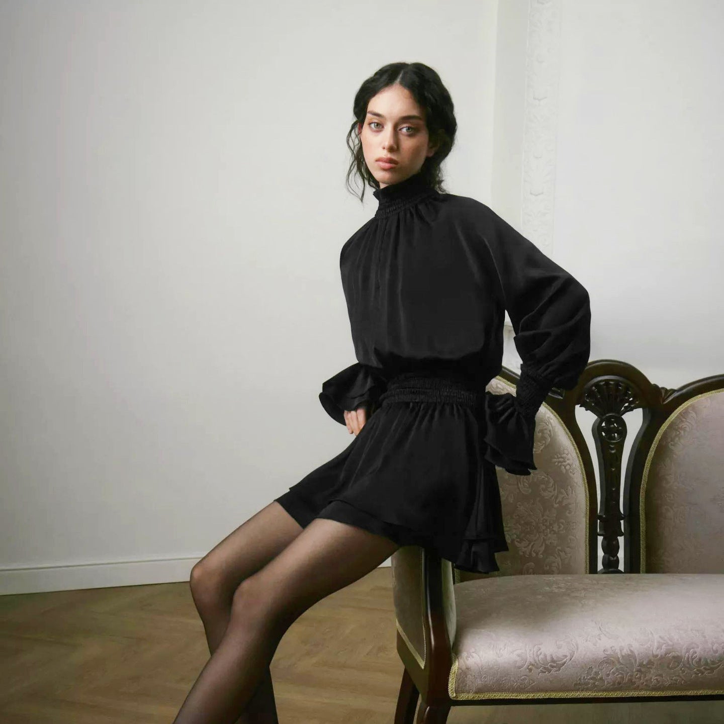 Women's Satin Long Sleeve Dress