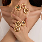 18K Gold Plating Geometric Abstract Inlaid Natural Stone