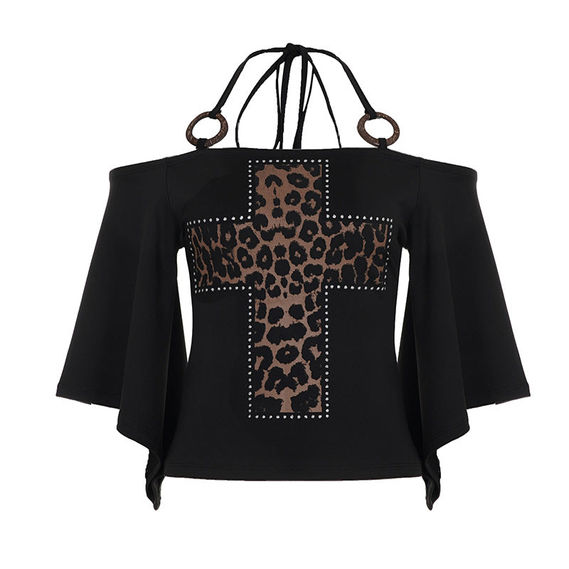 Retro Leopard Halter Short Top