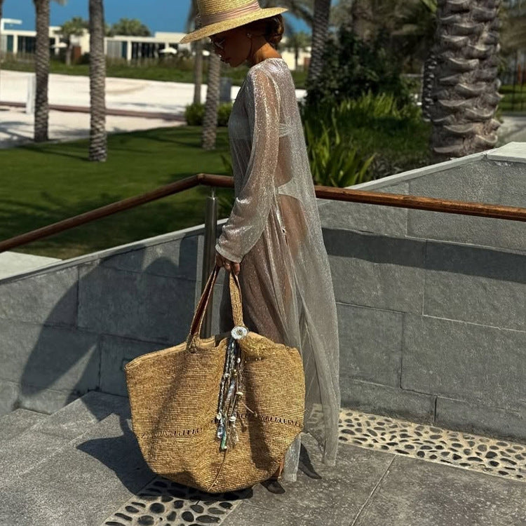 Sheer Long-Sleeve Split Maxi Dress