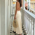 Women's Backless Tie-Strap Midi Dress