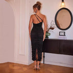 Women's Ruched One-Shoulder Split Dress