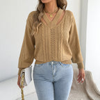 Women's V-Neck Cutout Sweater