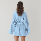 Autumn Winter Loose Comfortable Long Sleeve Short Nightgown Simple Ladies Homewear