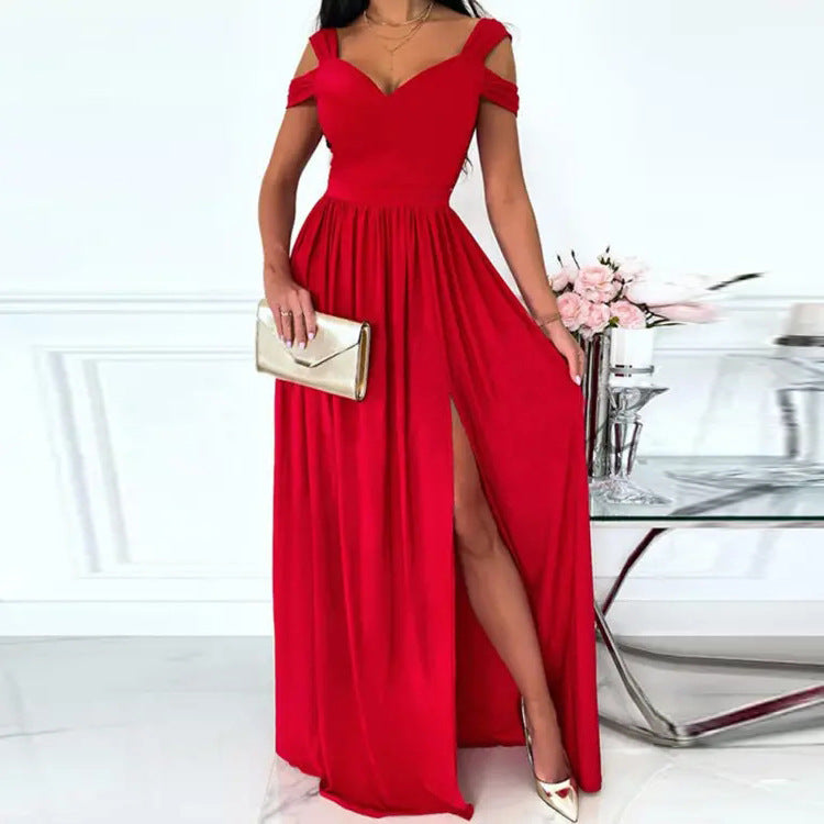 Maxi Printed V-Neck Elegance Sleeveless Slit Dress