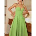 Sweetheart Sleeveless Split A-Line Midi Dress