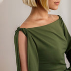 Women's off Shoulder Long Sleeve Hollow Out Cutout out Twist Cuff Design Knitted Slim Top