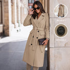 Women's Extra-Long Double-Breasted Wool-Look Coat