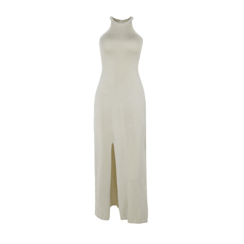 Halter Split Basic Woolen Dress
