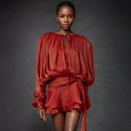 Women’s Pleated Puff-Sleeve Mini Dress