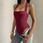 Yoga Solid Color Sexy Halter Swimsuit Jumpsuit Women