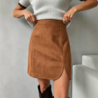 Women's High Waist Suede Pencil Skirt