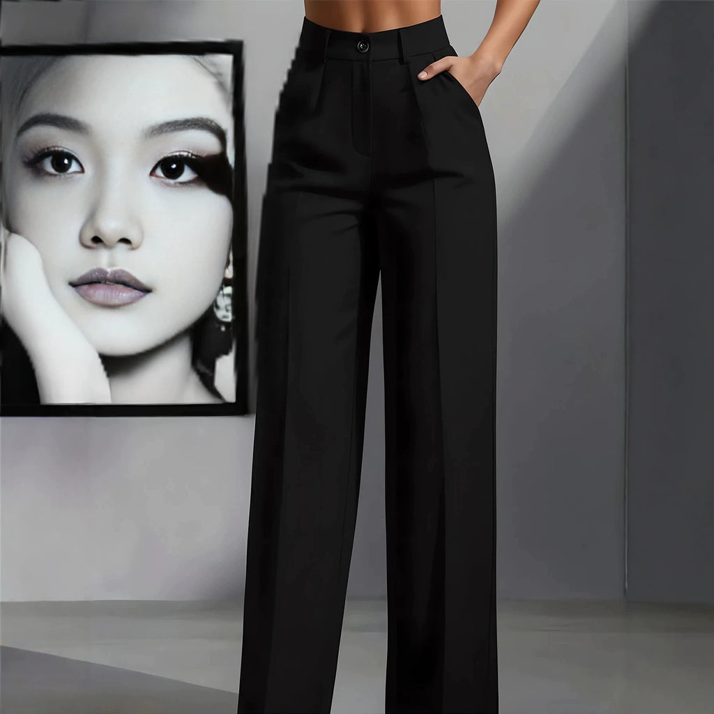 High Waist Show Thin Black Small Old Money Work Pant Wide Legged Casual Light Luxury Straight Leg Pants