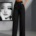 High Waist Show Thin Black Small Old Money Work Pant Wide Legged Casual Light Luxury Straight Leg Pants