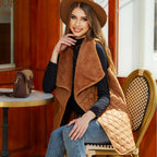 Plush Stitching Sleeveless Cardigan Vest
