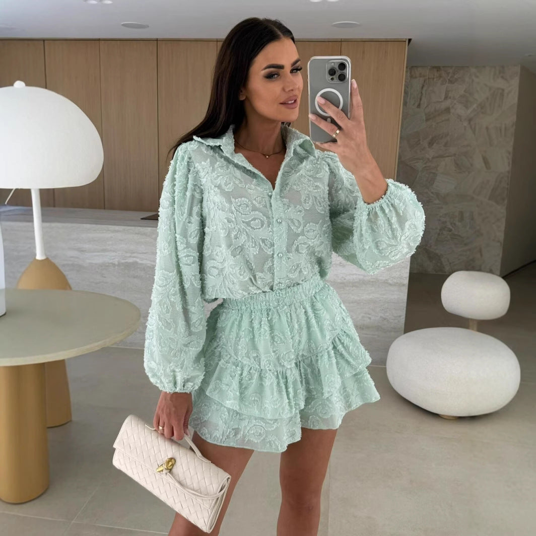 Women's Lace Hollowed Long Sleeve Top