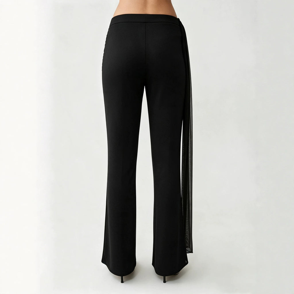 Women Clothing Autumn Black Ribbon Bootcut Trousers Women Slimming Casual All Matching Bell Bottom Pants