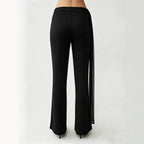 Women Clothing Autumn Black Ribbon Bootcut Trousers Women Slimming Casual All Matching Bell Bottom Pants