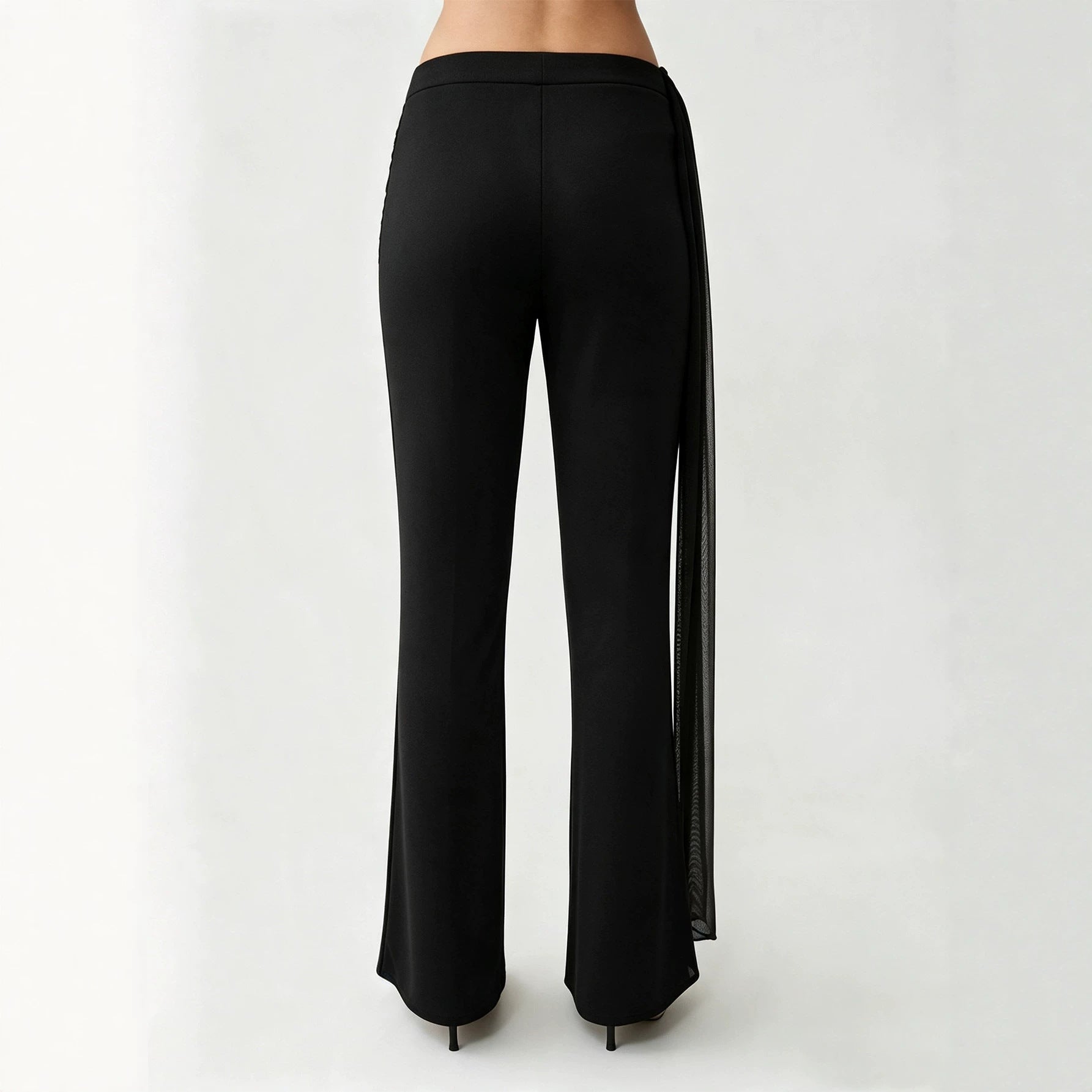 Women Clothing Autumn Black Ribbon Bootcut Trousers Women Slimming Casual All Matching Bell Bottom Pants