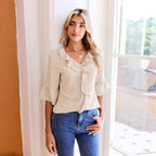 Women's Lace Ruffle Half-Sleeve Top