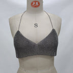 's Elegant Metal Chain Backless Rhinestone Nightclub Party Vest Top