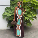 Summer Printing Halter Lace-Up A Swing Vacation Dress