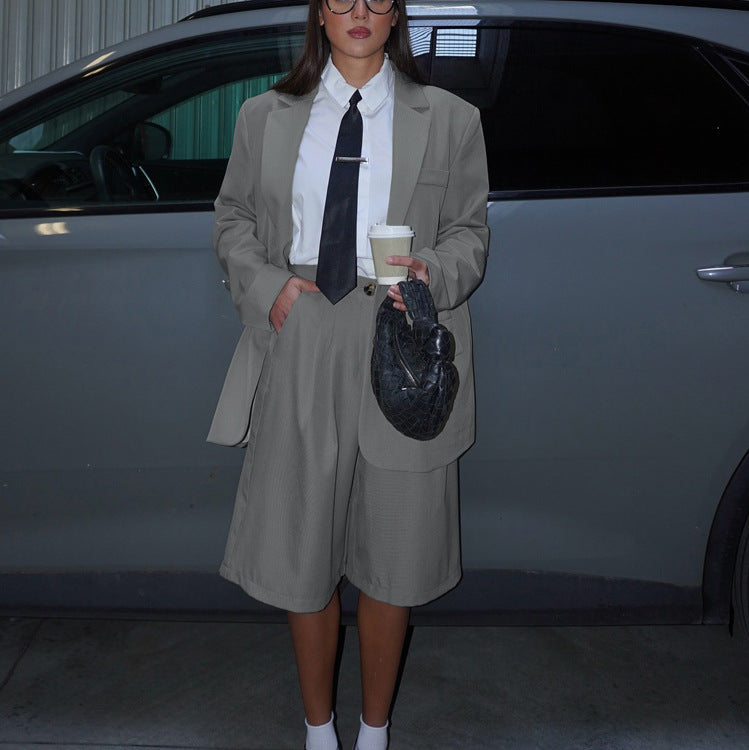 Polo Jacket & Cropped Pants Set