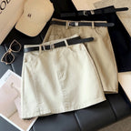 Women's Khaki High-Waist A-Line Mini Skirt