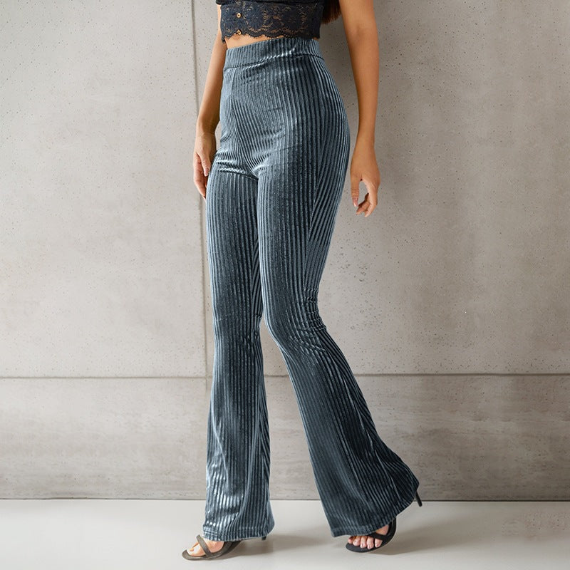 Women Clothing Striped Casual Pants Autumn Sunken Stripe