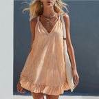 Women's Ruffled V-Neck Mini Dress